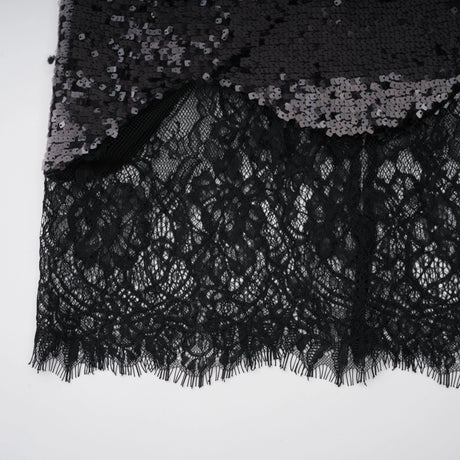Ava Black Lace Panel Sequined Maxi Dress