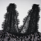 Ava Black Lace Panel Sequined Maxi Dress