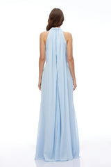 Ava Blue Sleeveless Pleated Maxi Dress