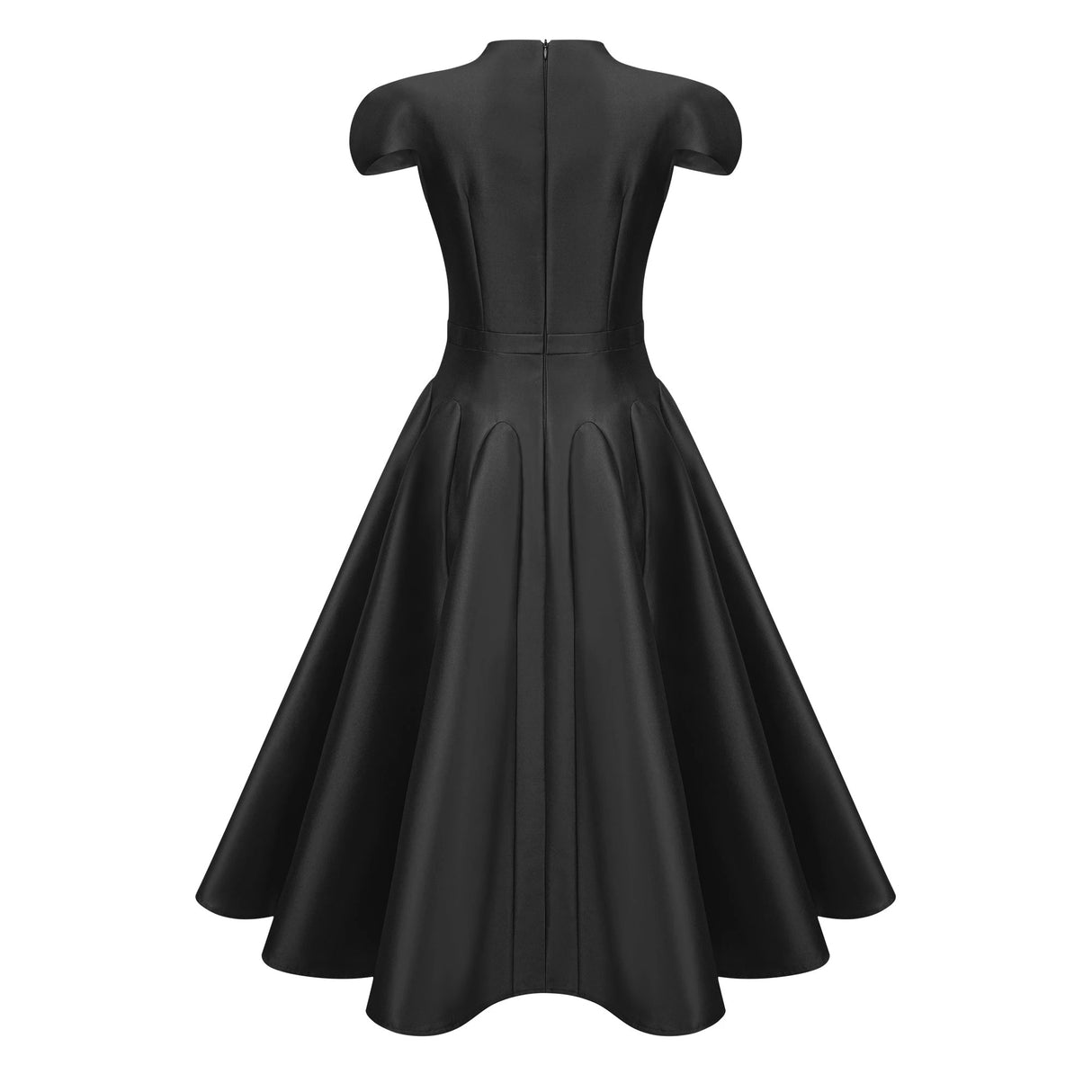 Aventin Black Godet Design Midi Dress