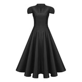 Aventin Black Godet Design Midi Dress