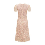 Avery Midi Dress Neutrals Crochet Faux - Flower & Bead