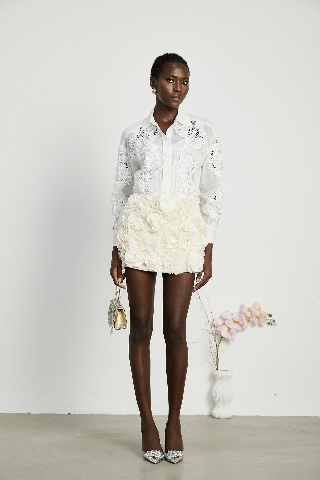 Axelle laceembroidered cutout shirt