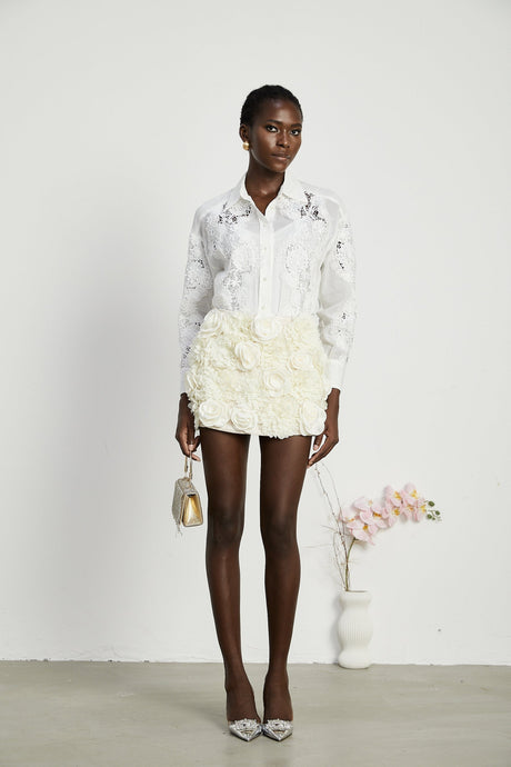 Axelle laceembroidered cutout shirt