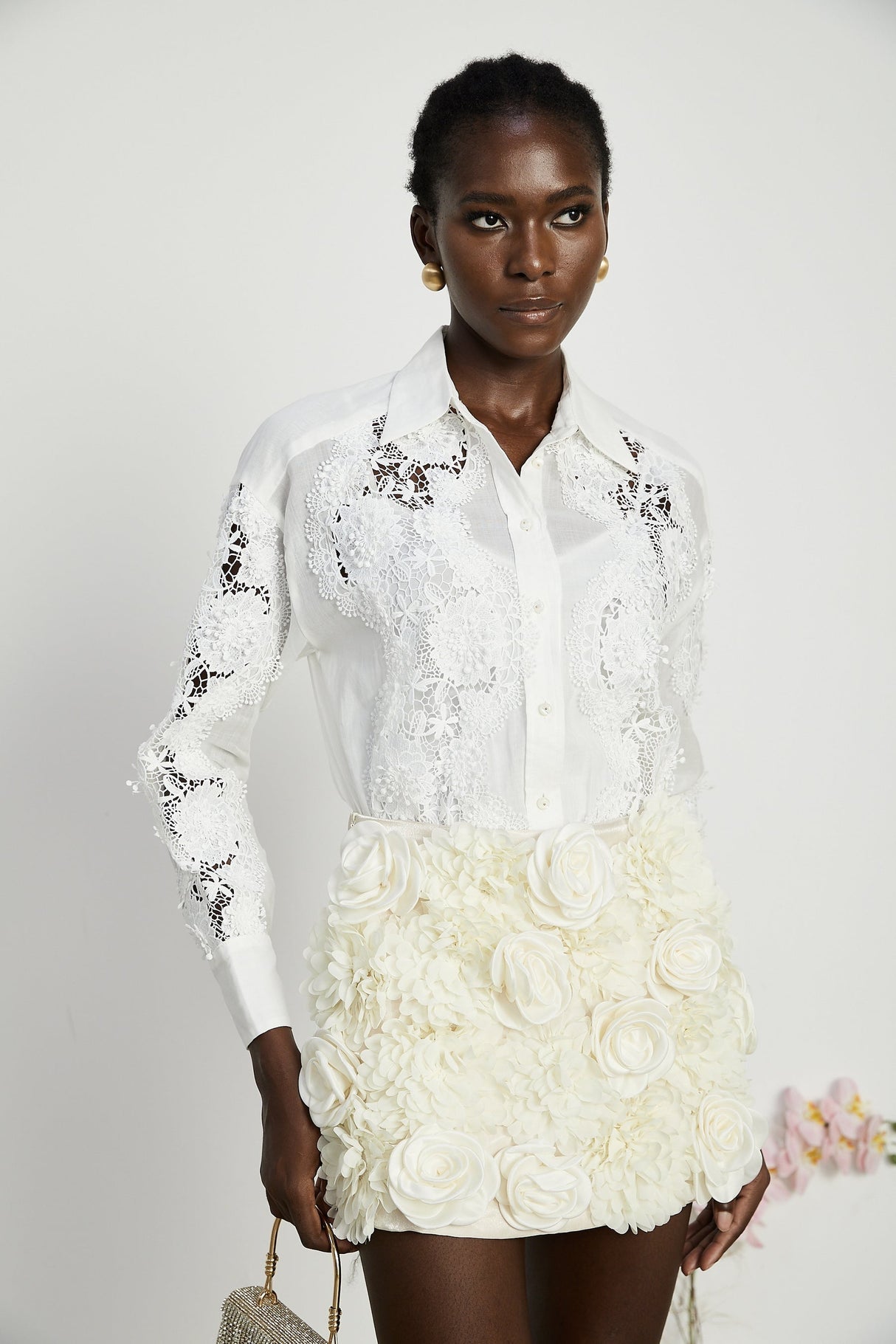 Axelle laceembroidered cutout shirt
