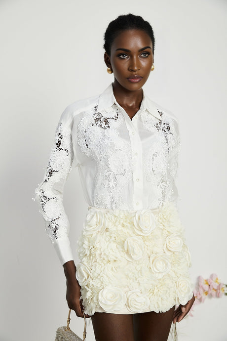 Axelle laceembroidered cutout shirt