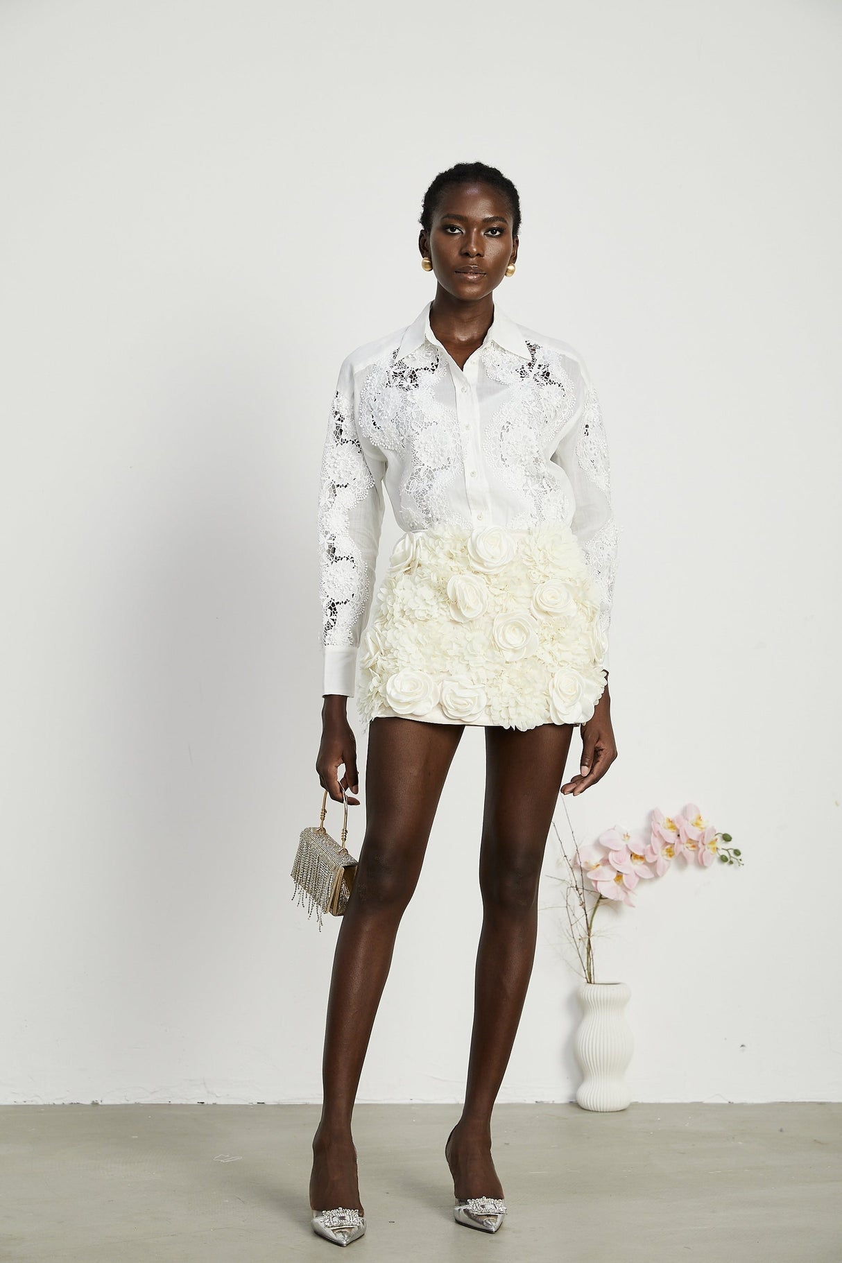 Axelle laceembroidered cutout shirt