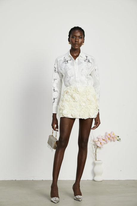 Axelle laceembroidered cutout shirt