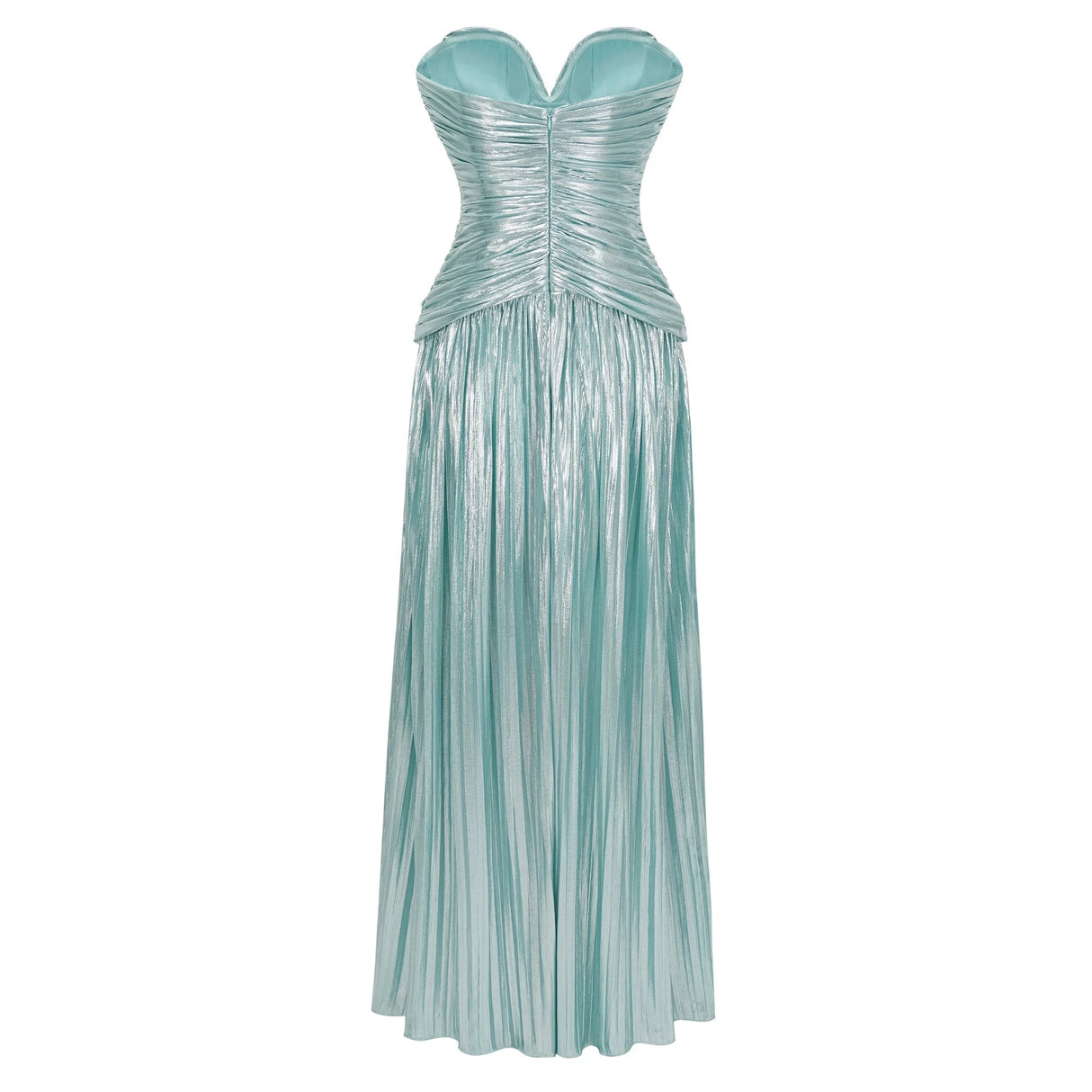 Azar Cobalt Blue Ruched Glossy Maxi Dress