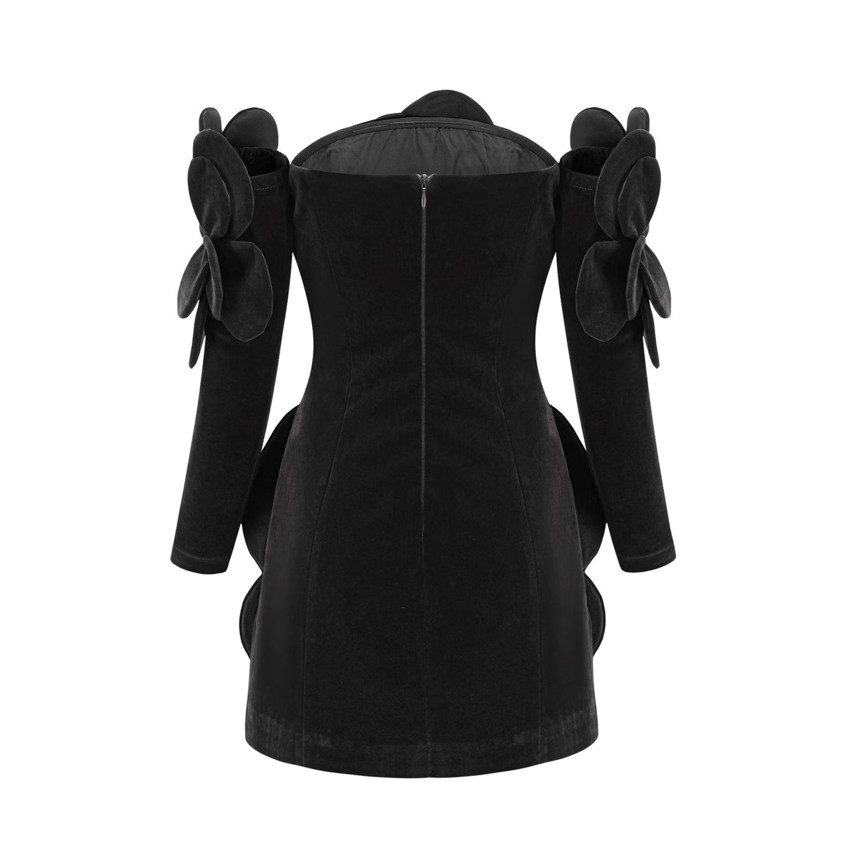 Azura floralappliqué mini dress in Black