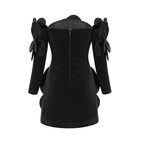 Azura floralappliqué mini dress in Black