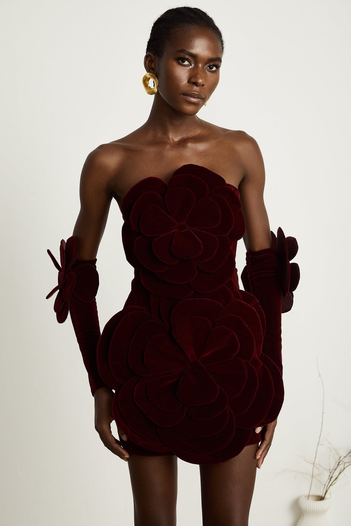 Azura floralappliqué mini dress in Red