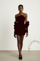 Azura floralappliqué mini dress in Red