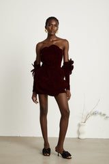Azura floralappliqué mini dress in Red