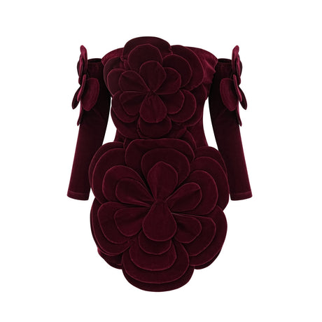 Azura floralappliqué mini dress in Red