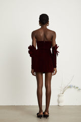 Azura floralappliqué mini dress in Red