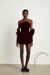 Azura floralappliqué mini dress in Red