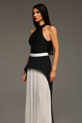 Azzurra Black Halter Maxi Dress with Contrast Waistband