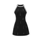 Brianna Mini Dress Crystal Panelled Black Embellished