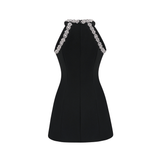 Brianna Mini Dress Crystal Panelled Black Embellished