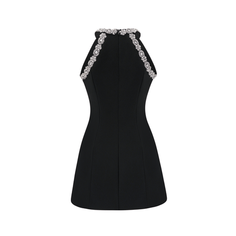 Brianna Mini Dress Crystal Panelled Black Embellished - modified