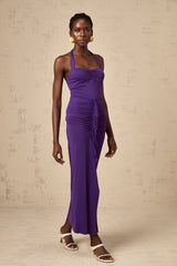 Bailey Midi Dress - Halterneck - Ruched Detailing - Cinched Waist - Open Back