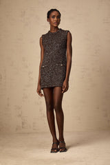 Bailey Mini Dress - Sleeveless - Knitted Sequin Embellished - Patch Pockets