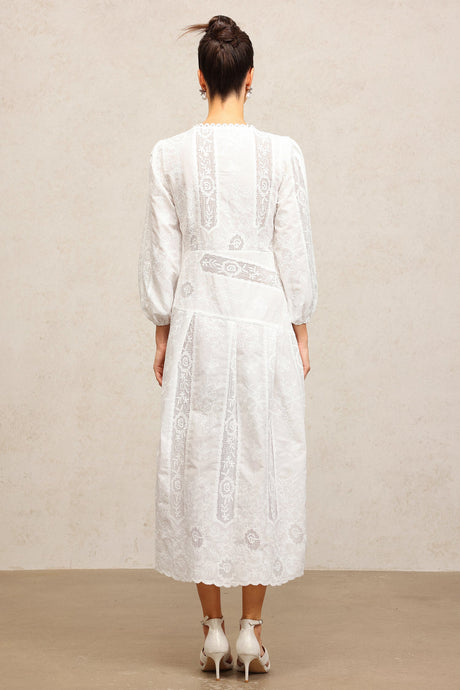 Bailey White Lace V-Neck Maxi Dress for Special Occasions