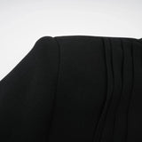 Barbara Jacket & Trousers - V Neck Pleated Ribbon Design Wide Legs Zip Front