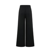 Barbara Jacket & Trousers - V Neck Pleated Ribbon Design Wide Legs Zip Front