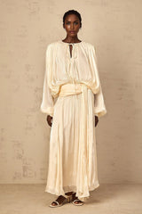 Barbara Maxi Dress Pleated Ruffle & Glitter Feminine Neutral