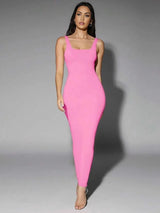 Barbara Maxi Dress - Refined Style - Slim Fit - High Stretch Elasticity - Square Neckline - Sleeveless Length - Natural (mid Waist) Waist Line