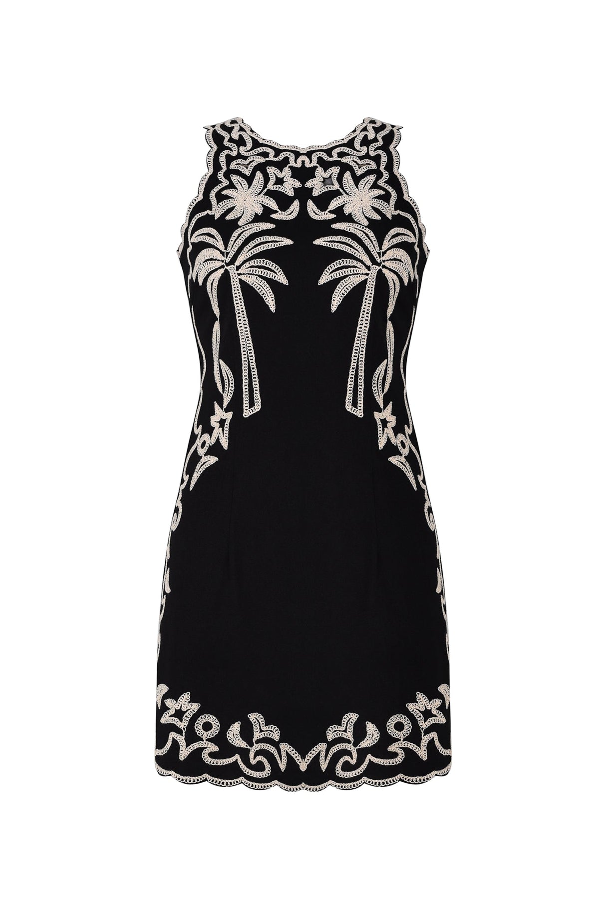 Beata Black Embroidered Sleeveless Dress