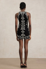 Beata Black Embroidered Sleeveless Dress