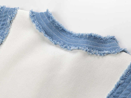 Beata Denim Dress - Fitted Bodice - Flared Hem - Sleeveless Silhouette - Tailored Waist - Pleated Hem