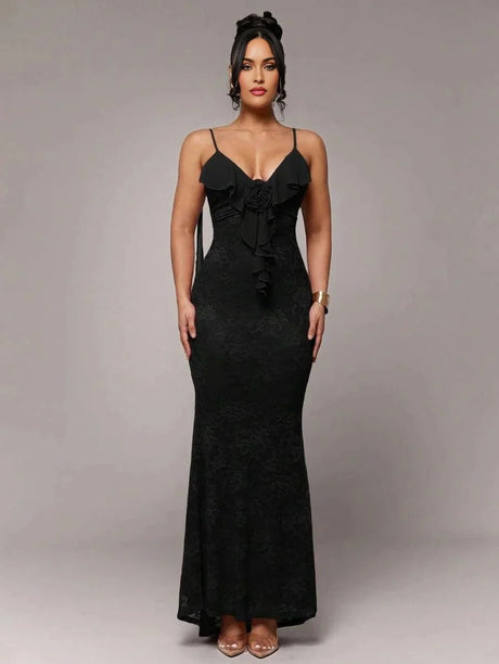 Beatrice Maxi Dress - Refined Style - Slim Fit - Medium Stretch Fabric Elasticity - Color - Sleeveless - Neckline Spaghetti Strap - Modern Look