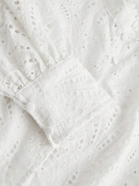 Beatrice Midi Dress - Stand Collar - Puff Sleeve - High Waist - Elegant Style