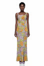 Beatrice Purple Floral Print Maxi Dress with Spaghetti Straps