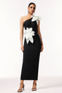 Bella Black One-Shoulder Floral Maxi Dress