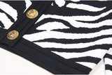 Bella Cardigan - Cropped Silhouette - Zebra Print - Accents - Tailored Fit - Trendy Layering Option