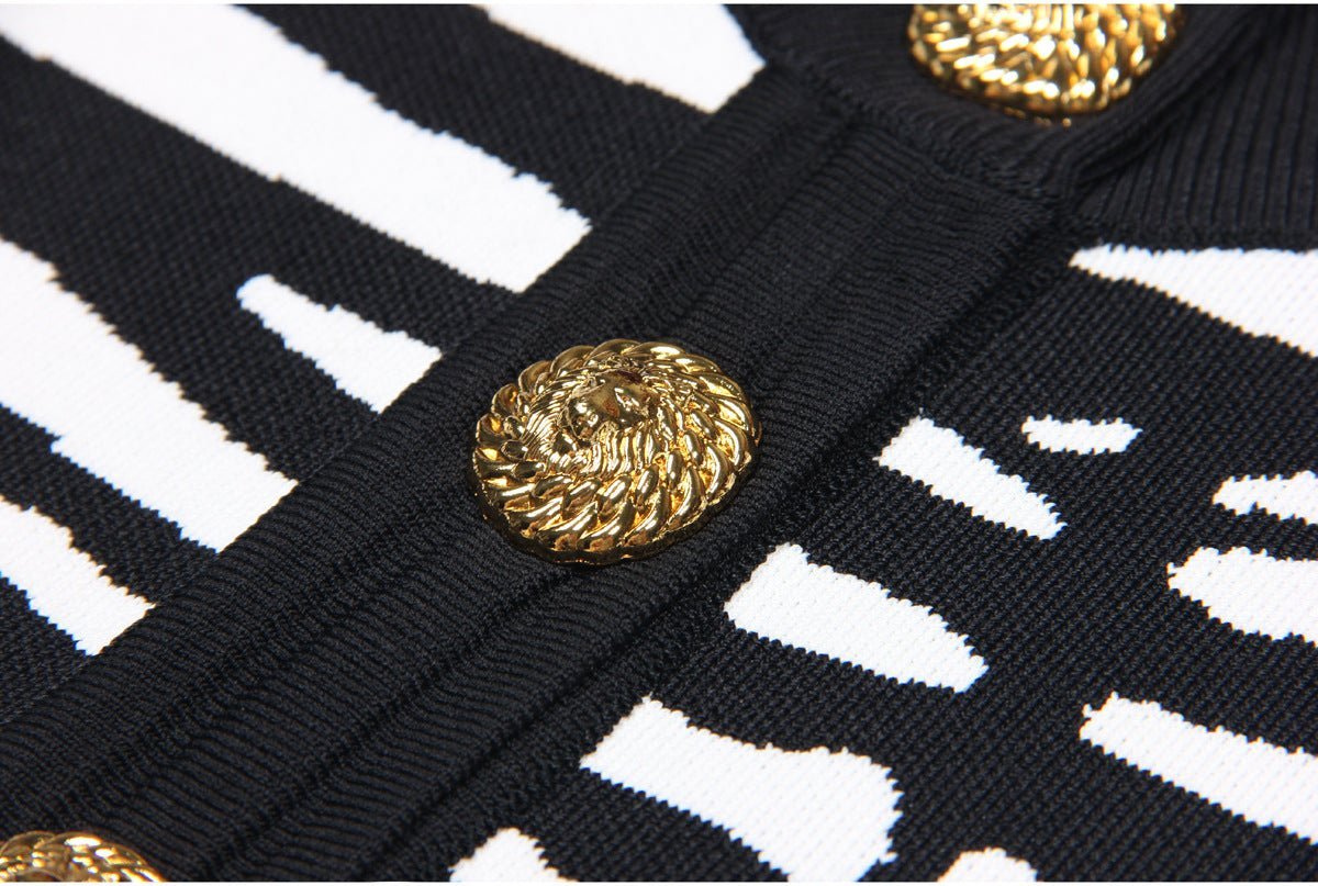 Bella Cardigan - Cropped Silhouette - Zebra Print - Accents - Tailored Fit - Trendy Layering Option