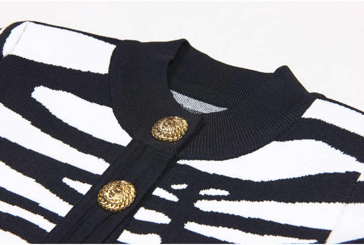 Bella Cardigan - Cropped Silhouette - Zebra Print - Accents - Tailored Fit - Trendy Layering Option