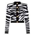 Bella Cardigan - Cropped Silhouette - Zebra Print - Accents - Tailored Fit - Trendy Layering Option