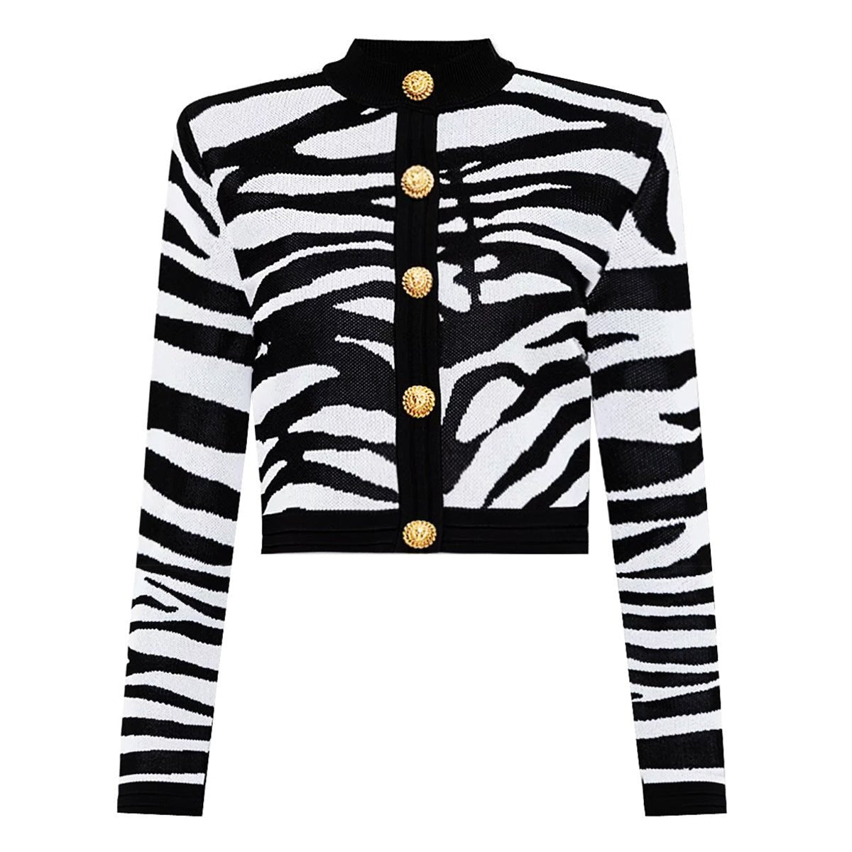 Bella Cardigan - Cropped Silhouette - Zebra Print - Accents - Tailored Fit - Trendy Layering Option