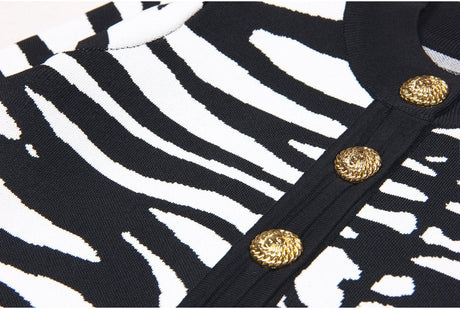 Bella Cardigan - Cropped Silhouette - Zebra Print - Accents - Tailored Fit - Trendy Layering Option