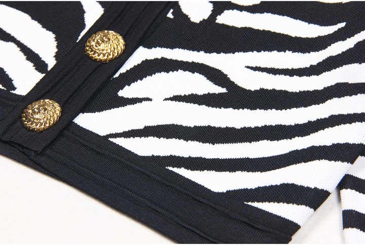 Bella Cardigan - Cropped Silhouette - Zebra Print - Accents - Tailored Fit - Trendy Layering Option