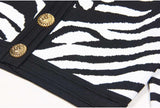 Bella Cardigan - Cropped Silhouette - Zebra Print - Accents - Tailored Fit - Trendy Layering Option