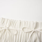 Bella Top - Pleated Crew Neck Open Back Spaghetti Tie Sleeveless Fashion Shirt