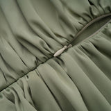 Benedetta Green One Shoulder Satin Maxi Dress