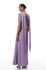 Benedetta Lilac One Shoulder Satin Maxi Dress